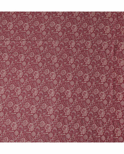 Burgundy Maroon Floral Cotton Lawn Fabric 140cm