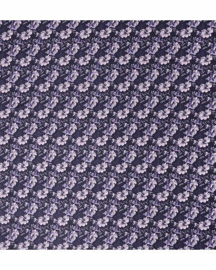 Navy Indigo Floral Cotton Lawn Fabric 140cm