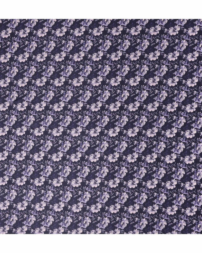 Navy Indigo Floral Cotton Lawn Fabric 140cm