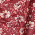 Brick Red Floral Cotton Lawn Fabric 140cm