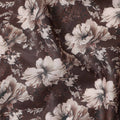 Chocolate Brown Floral Cotton Lawn Fabric 140cm