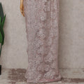 Dusty Rose Pink French Chantilly Lace Saree Piece