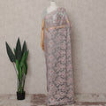 Ash Grey French Chantilly Floral Lace Saree Piece