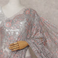 Ash Grey French Chantilly Floral Lace Saree Piece