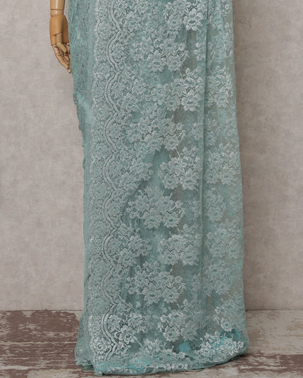 Sage Green French Chantilly Lace Saree Piece