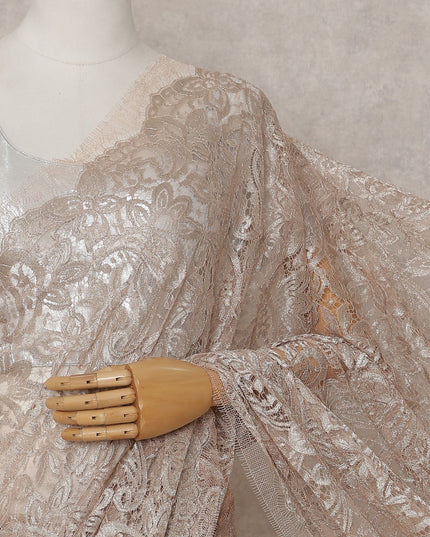 Champagne Beige French Chantilly Lace Saree 110cm