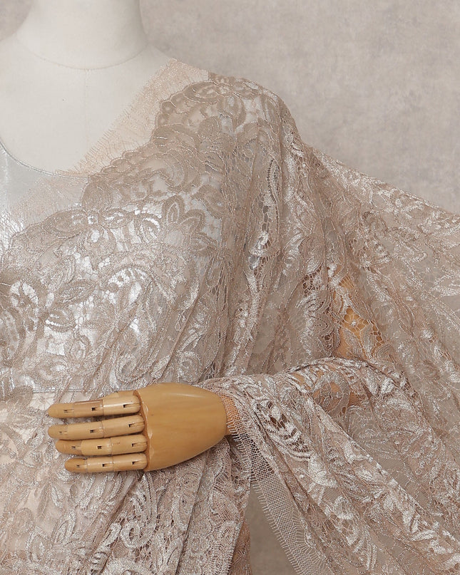 Champagne Beige French Chantilly Lace Saree 110cm