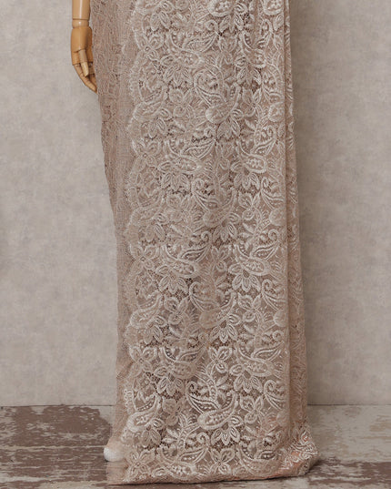 Champagne Beige French Chantilly Lace Saree 110cm
