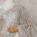 Pearl Ivory French Chantilly Lace Saree Piece