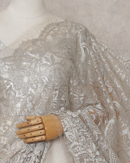 Pearl Ivory French Chantilly Lace Saree Piece
