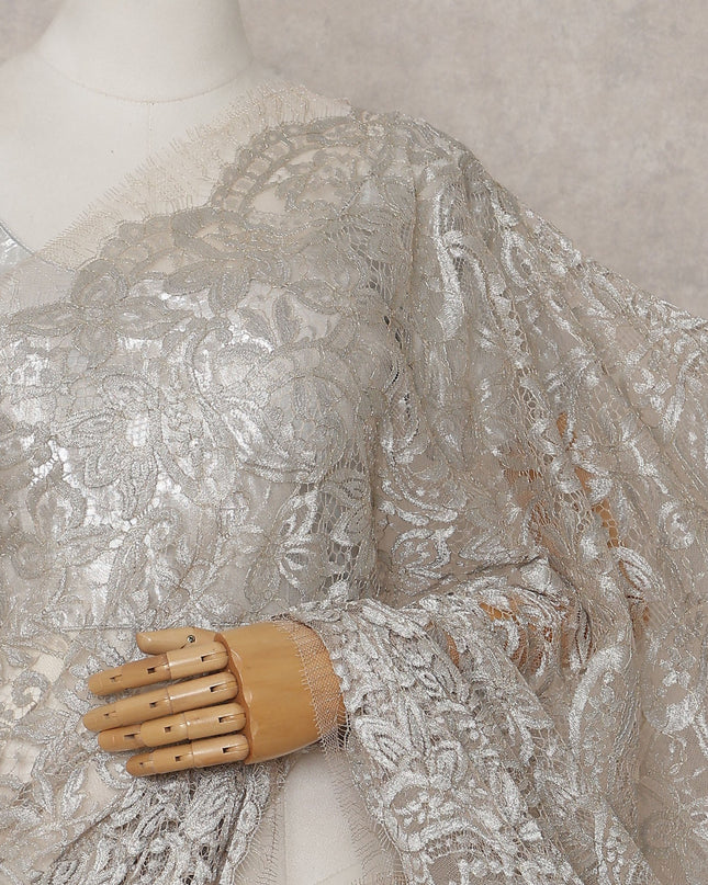 Pearl Ivory French Chantilly Lace Saree Piece