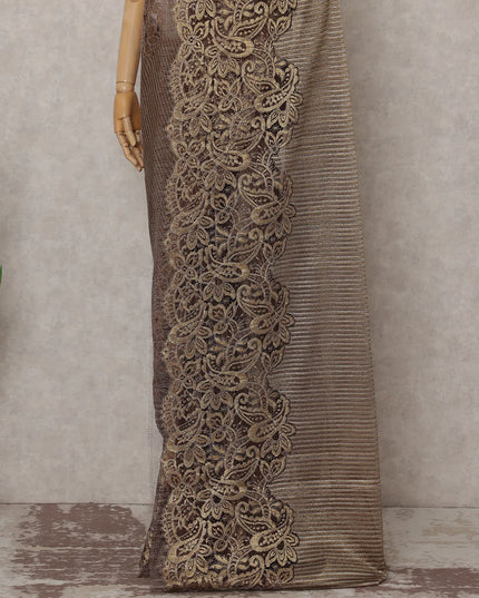 Mocha Bronze French Chantilly Lace Saree 5.5m