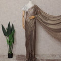 Antique Bronze French Chantilly Border Lace Saree