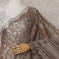Antique Bronze French Chantilly Border Lace Saree