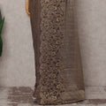Antique Bronze French Chantilly Border Lace Saree