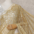 Antique Gold French Chantilly Lace Saree Piece