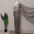 Gunmetal Grey French Chantilly Lace Saree 110cm