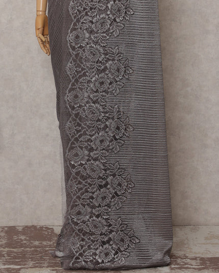 Gunmetal Grey French Chantilly Lace Saree 110cm