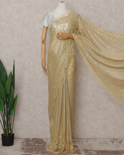 Honey Gold French Chantilly Lace Saree 5.5m
