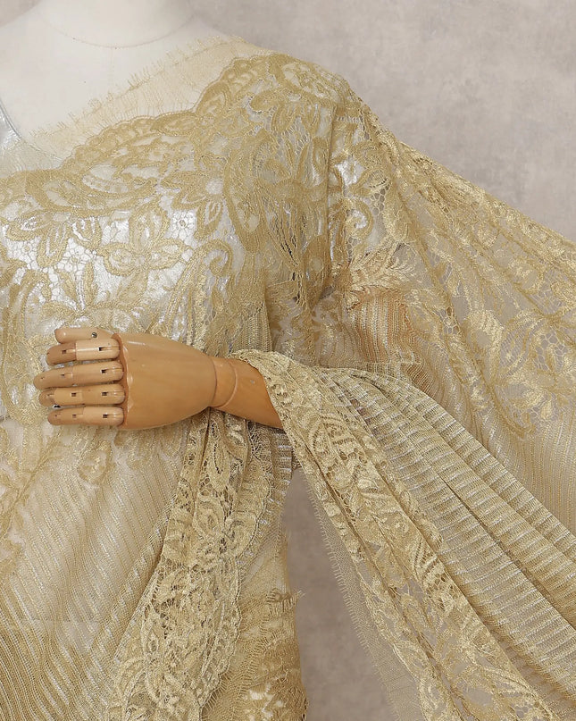 Honey Gold French Chantilly Lace Saree 5.5m
