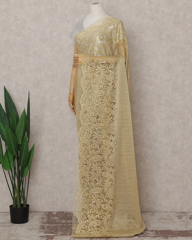 Honey Gold French Chantilly Lace Saree 5.5m