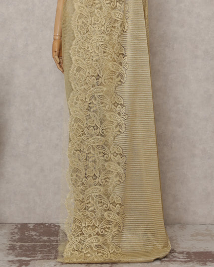 Honey Gold French Chantilly Lace Saree 5.5m