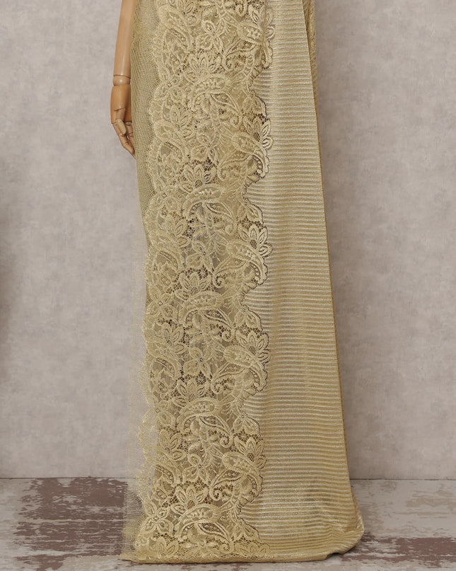 Honey Gold French Chantilly Lace Saree 5.5m