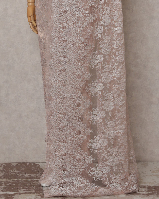 Blush Pink French Chantilly Lace Saree Piece