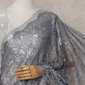 Charcoal Grey French Chantilly Lace Saree Piece