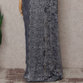 Charcoal Grey French Chantilly Lace Saree Piece