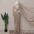 Champagne Beige French Chantilly Lace Saree Piece