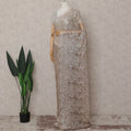 Champagne Beige French Chantilly Lace Saree Piece