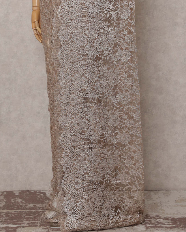 Champagne Beige French Chantilly Lace Saree Piece