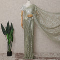 Pistachio Green French Chantilly Lace Saree Piece