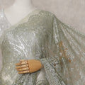 Pistachio Green French Chantilly Lace Saree Piece
