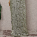 Pistachio Green French Chantilly Lace Saree Piece