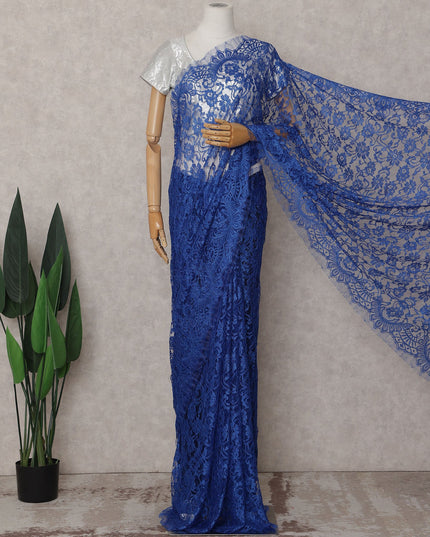 Royal Blue Chantilly Lace Saree - D31645