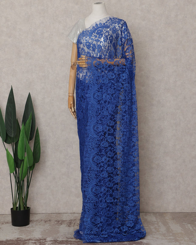 Royal Blue Chantilly Lace Saree - D31645
