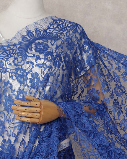 Royal Blue Chantilly Lace Saree - D31645