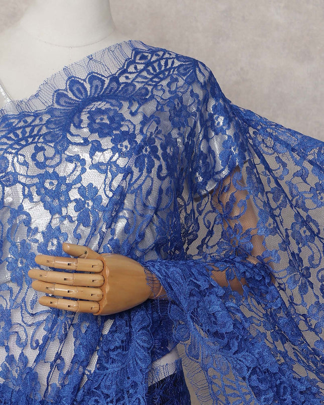 Royal Blue Chantilly Lace Saree - D31645