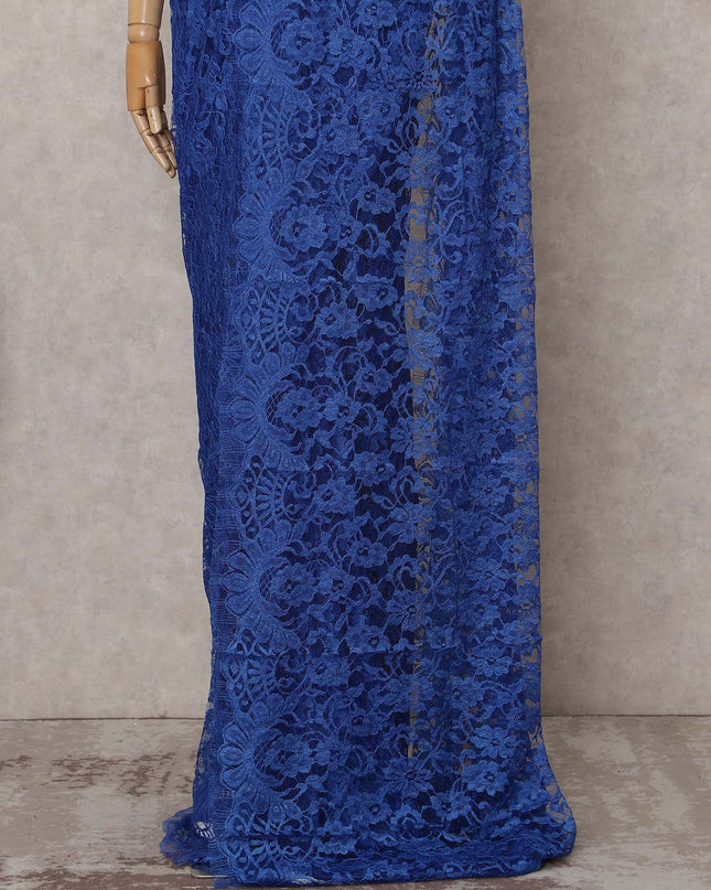 Royal Blue Chantilly Lace Saree - D31645