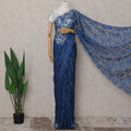 Cobalt Blue French Chantilly Lace Saree 5.5m
