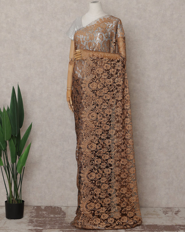 Antique Bronze French Chantilly Lace Saree