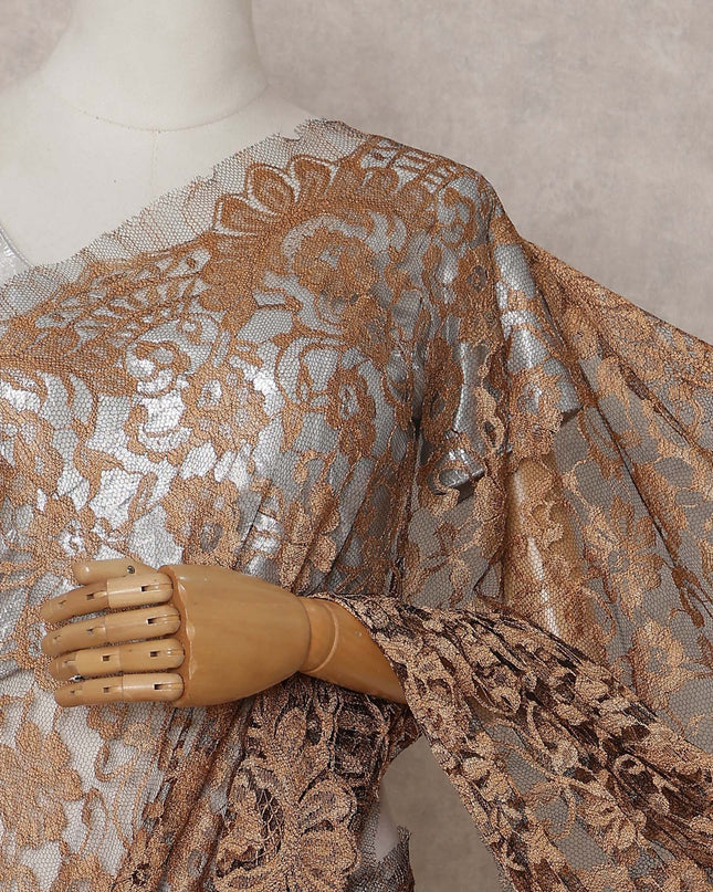 Antique Bronze French Chantilly Lace Saree
