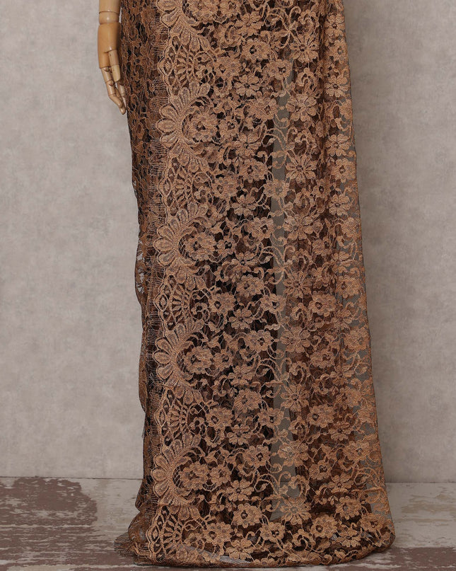Antique Bronze French Chantilly Lace Saree