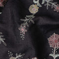 Jet Black Tussar Silk Fabric 110cm