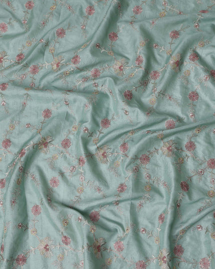 Sage Green Tussar Silk Fabric 110cm