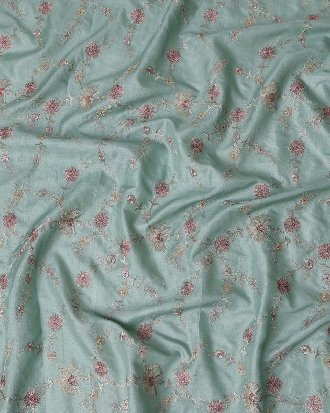 Sage Green Tussar Silk Fabric 110cm