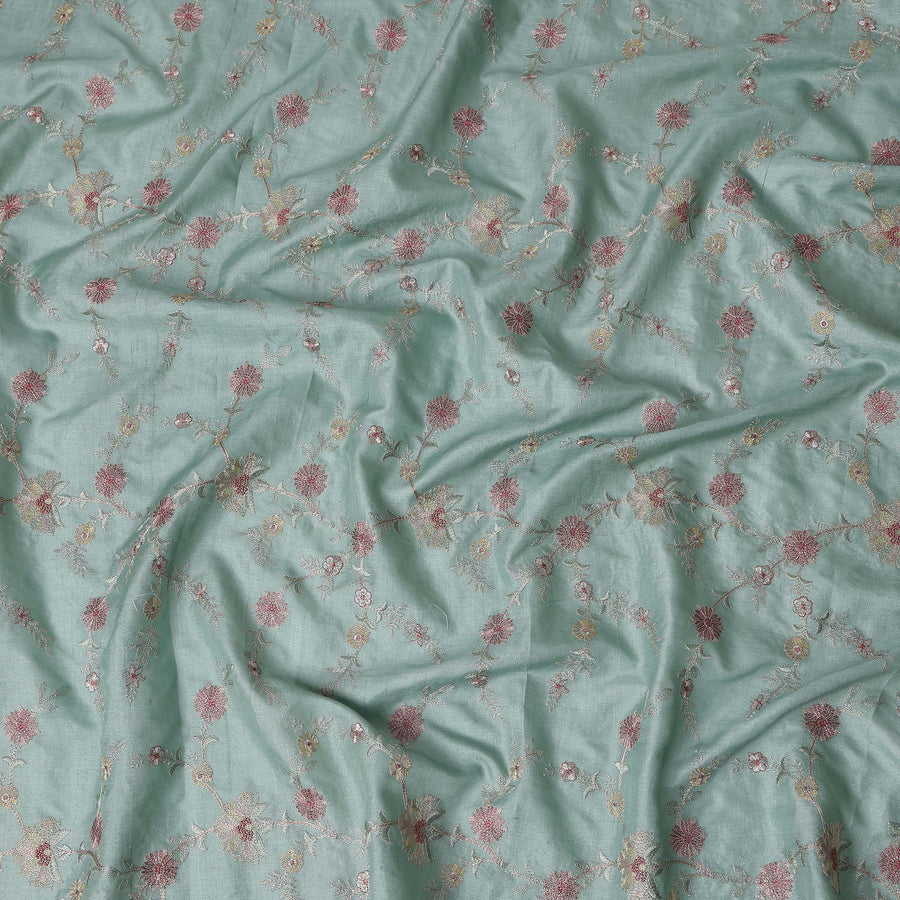 Sage Green Tussar Silk Fabric 110cm