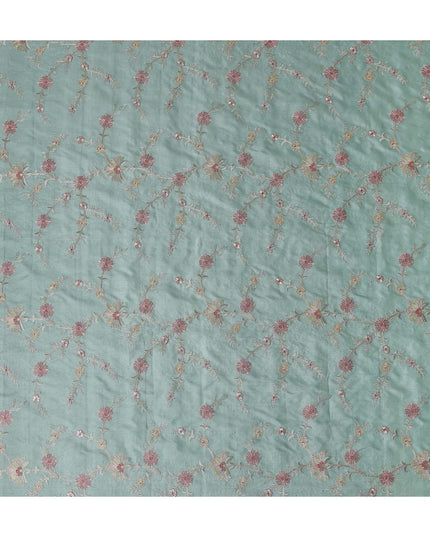 Sage Green Tussar Silk Fabric 110cm